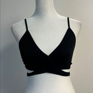 Free People Seamless Strappy Soft Cup Stretchy Bra Top Wrap Around Waist White M